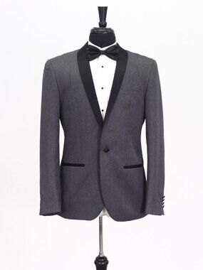 EDGE 40R Gray Blazer Sport Coat Tuxedo Jacket 1-Button Solid Y949